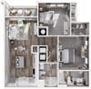 2BR 2BA (922 SF)